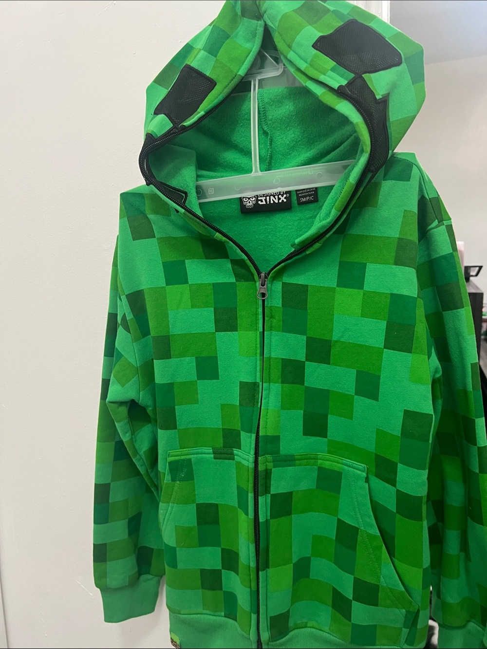 Kids Green Pixel Zip-Up Hoodie - designed by jinx